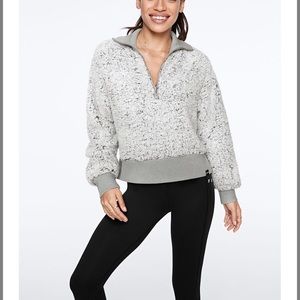 Clay Gray Frosted Sherpa PINK Half Zip